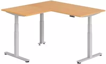 b&uuml;m&ouml; XDSMW Eckschreibtisch L-Form elektrisch h&ouml;henverstellbar, 160x160cm, Buche/silber (BU-XDSMW-1608-6-S)