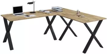 VCM Lona X Eckschreibtisch L-Form 190x190cm, schwarz/Honig-Eiche (919781)