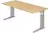 bümö Schreibtisch Serie-U höhenverstellbar, 180x80cm, Ahorn/Silbergrau (BU-US-19-3-S)