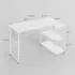 Woltu L-Schreibtisch mit 2 Ablagen, Holz/Metall, weiß, 120x74x71,5cm (W0ETT0140)