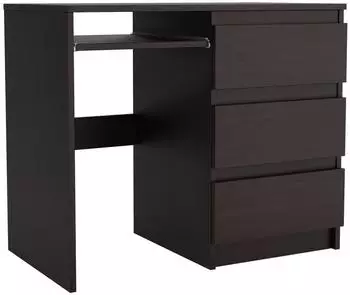 Masseno Valerio Schreibtisch 90x50x76cm, wengefarben, 3 Schubladen (800001404197)