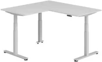 b&uuml;m&ouml; Eckschreibtisch L-Form elektrisch h&ouml;henverstellbar 160x160cm grau/silber (BU-XDSMW-1608-5-S)