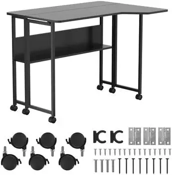 Maclean MC-126 L/B Klapptisch mit Rollen, schwarz, 100x73cm