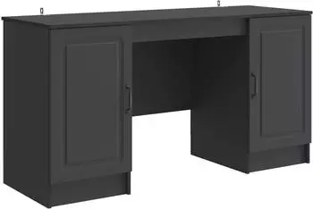 vidaXL Schreibtisch schwarz 142,5x50x75cm Holzwerkstoff (3414640)