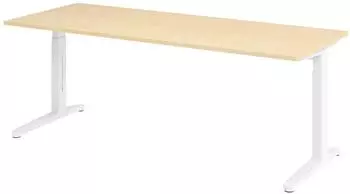 bümö Serie-XB Schreibtisch höhenverstellbar 200x80cm, Ahorn/weiß (BU-XB-20-3-WW)