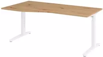 bümö Serie-XB Schreibtisch Freiform 180x100cm, Asteiche/weiß (BU-XB-18-R-WW)