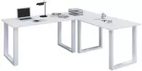 VCM Schreibtisch Lona Wei&szlig; / Wei&szlig; H. 76 x B. 190 x T. 160 cm