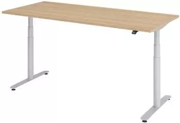 bümö XDLR elektrisch höhenverstellbarer Schreibtisch 180x80cm, Eiche/Silber (BU-XDLR-19-E-S)