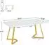 LuxusKollektion Schreibtisch 140x80cm, Marmoroptik, weiß/gold