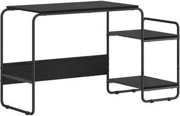 vidaXL Schreibtisch mit Stauraum, schwarz, Eichen-Optik, 131,5x50x75,5cm