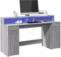vidaXL LED-Schreibtisch Grau Sonoma 160x55x91 cm Holzwerkstoff