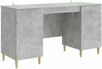 vidaXL Schreibtisch betongrau, Holzwerkstoff, 142,5x50x75cm