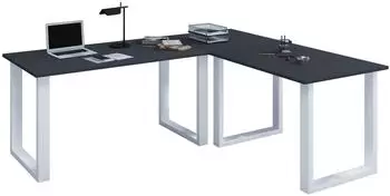 VCM Lona U Eckschreibtisch L-Form 160x160cm, Holz, silber/anthrazit (919702)