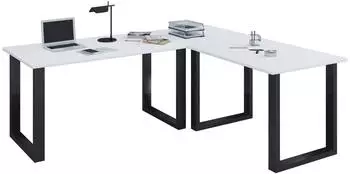 VCM Lona Eckschreibtisch U-Gestell, schwarz/wei&szlig;, 220x220cm