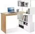 LuxusKollektion L-förmiger Computertisch mit 360° drehbarem Bücherregal, eiche/weiß, 157x45x130,5cm