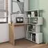LuxusKollektion L-förmiger Computertisch mit 360° drehbarem Bücherregal, eiche/weiß, 157x45x130,5cm
