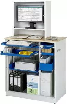 Rau Computer-Arbeitsplatz station&auml;r 1030x660x1810mm lichtgrau/enzianblau (07-2615.11)