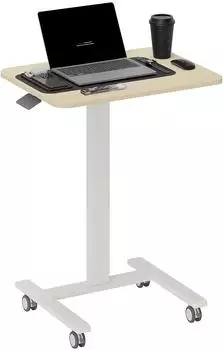 Vinsetto Steh-Sitz Laptoptisch h&ouml;henverstellbar mit Rollen und Handkurbel, gelb/wei&szlig; (838-428V00YL)