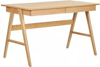 Beliani Sheslay Schreibtisch 120x70cm, 2 Schubladen, heller Holzfarbton