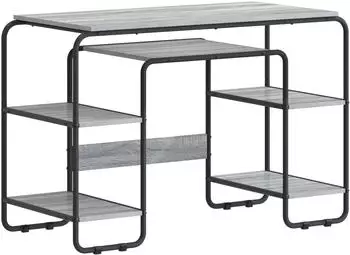 vidaXL Schreibtisch mit Stauraum, Sonoma-Grau, 113,5x52x75,5cm