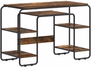 vidaXL Schreibtisch mit Stauraum, Räuchereiche, 113,5x52x75,5cm (8008034)