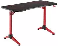 Logilink Gaming Desk, 120x60 cm, glass surface w/RGB lighting, red desk frame