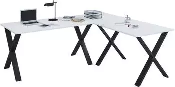 VCM Lona X Eckschreibtisch, schwarz/wei&szlig;, 190x190cm (50cm tief)