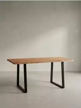 KADIMA DESIGN TARN Schreibtisch Akazie Massivholz Baumkante, goldbraun-schwarz, 140x80x76cm