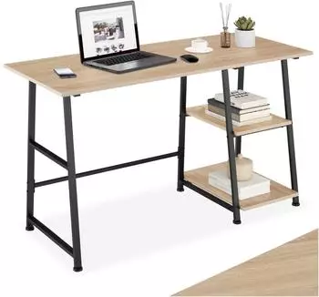 TecTake Schreibtisch Paisley mit Regal, 2 Ablagen, Holz/Metall, 120x50x73,5cm
