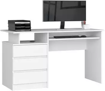 RAUMHIRSCH Schreibtisch 135x60cm, 3 Schubladen, Tastaturauszug, wei&szlig; matt (800001457703)