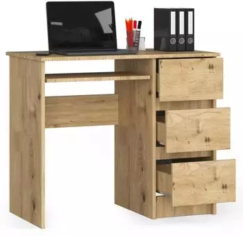 RAUMHIRSCH Schreibtisch mit Tastaturauszug, 3 Schubladen, 90cm, Eiche Artisan (800001457774)