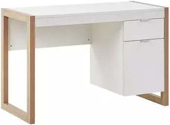 Beliani JOHNSON Schreibtisch mit Schublade und Schrank, 110x50cm, helles Holz (JOHNSON)