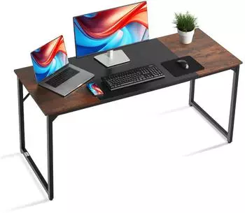 VEVOR Computertisch, Holz mit Metallrahmen, 160x60x75cm, rustikales Braun/Schwarz