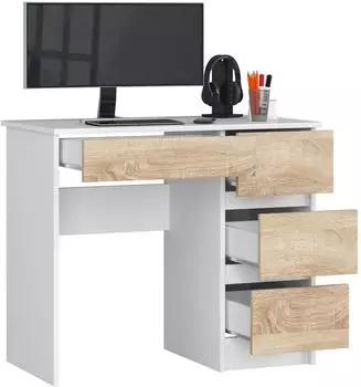 RAUMHIRSCH Schreibtisch mit 4 Schubk&auml;sten, wei&szlig;/Eiche Sonoma, 120x77x50cm (800001457664)