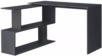 en.casa Arendal Eckschreibtisch mit Regal, L-f&ouml;rmig, dunkelgrau, 120x76,5x50cm
