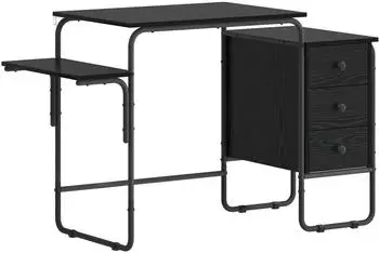 vidaXL Schreibtisch mit Stauraum, schwarz, Eichen-Optik, 120x50x75cm (8007996)