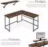 TecTake Melrose Eckschreibtisch L-Form, Industrial Holz dunkel, 140x130x76,5cm