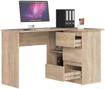 RAUMHIRSCH Eckschreibtisch L-Form Sonoma Eiche, 3 Schubladen, 124cm (800001457189)