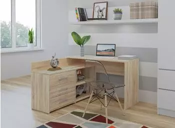 RAUMHIRSCH DANY Eckschreibtisch 120cm, 3 Schubladen, Sonoma Eiche (800001523134)