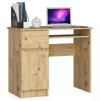 Akord Furniture Factory Piksel Schreibtisch mit Schublade, Artisan-Eiche, 90x50x77cm (2292)
