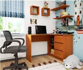 RAUMHIRSCH Schreibtisch mit 3 Schubladen & Regalablage, Erle, 52x77x124cm (800001457191)