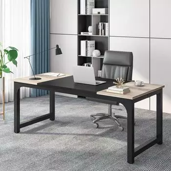 LuxusKollektion Schreibtisch vintage-grau/schwarz, 180x80x75cm