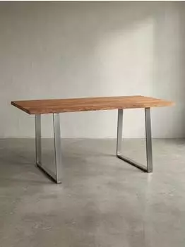 KADIMA DESIGN TARN Schreibtisch Akazie Massivholz Baumkante, Goldbraun, 120x60x76cm