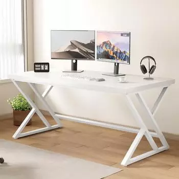 LuxusKollektion Schreibtisch Industrie Design 140x60cm weiß mit Metallrahmen