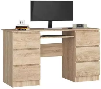 RAUMHIRSCH Schreibtisch 135cm, 6 Schubladen, Tastaturauszug, Sonoma Eiche (800001457749)