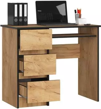 RAUMHIRSCH Schreibtisch 90cm, 3 Schubladen, Tastaturauszug, Eiche Craft (800001523126)