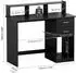 LuxusKollektion Schreibtisch mit Schubladen und Regal, schwarz, 105x48x94cm