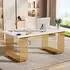 LuxusKollektion Schreibtisch 180x80cm weiß mit goldenen Beinen