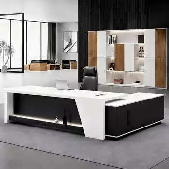 LuxusKollektion L-f&ouml;rmiger Schreibtisch mit Stauraum, 140&times;60&times;75cm, schwarz-wei&szlig;