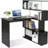 LuxusKollektion L-förmiger Computertisch mit 360° drehbarem Bücherregal, 157x45x130,5cm, schwarz